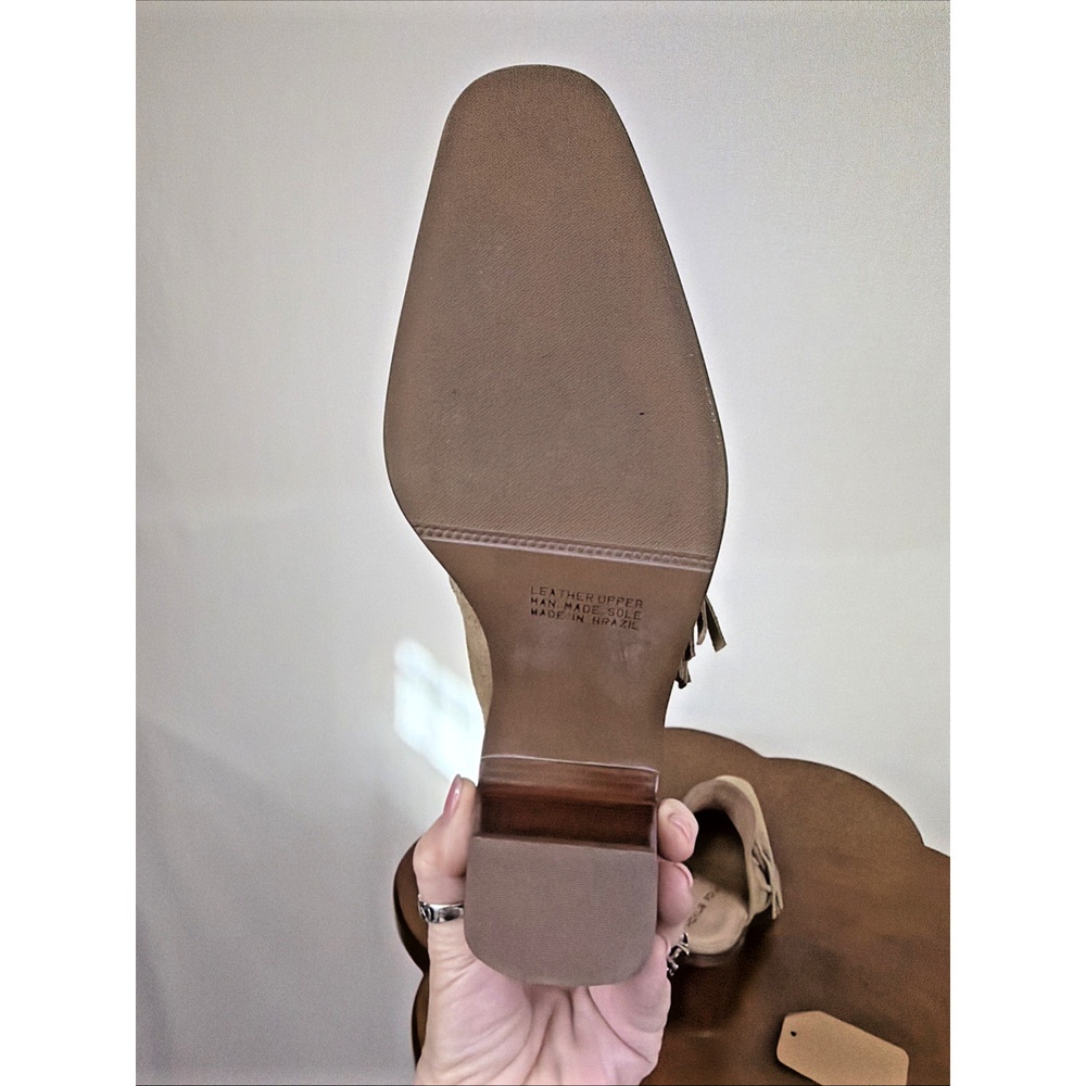 Hokus Pokus Western Bootie Tan Suede Mule Open Back Shoe Ladies Size 9 - Picture 6 of 6